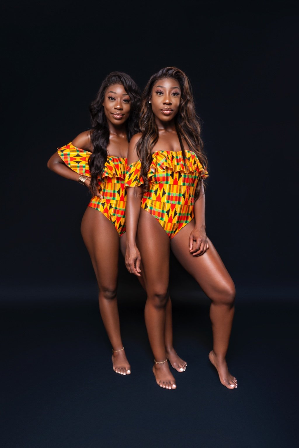 Kente Ruffle Off- Shoulder One-Piece